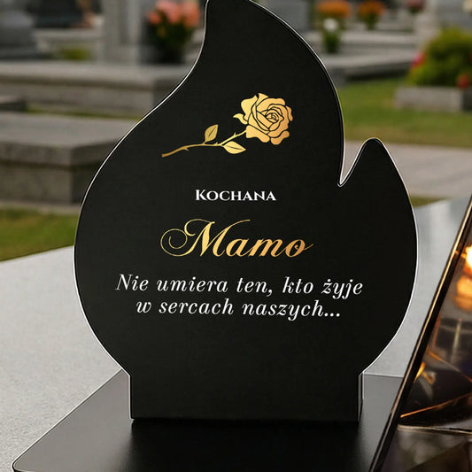 Znicz LED LUSTRZANY Piramida 3D dla Mamy z metalową podstawką