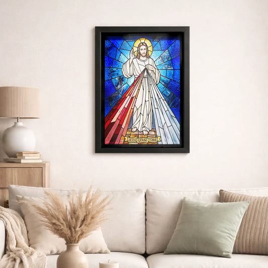Obraz Witraż do Salonu Jezus Miłosierny 30x40 cm