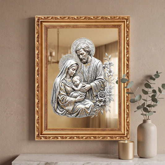 Obraz do salonu Święta Rodzina 35x45 cm z efektem LUSTRA