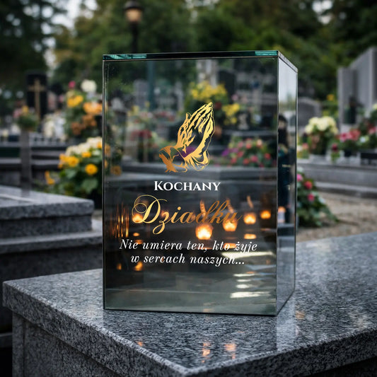 Znicz LUSTRZANY solarny na grób Dziadka