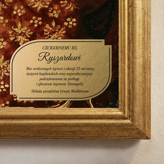 Personalizowany Obraz Matki Bożej Częstochowskiej (50 x 70 cm) w złotej ramie