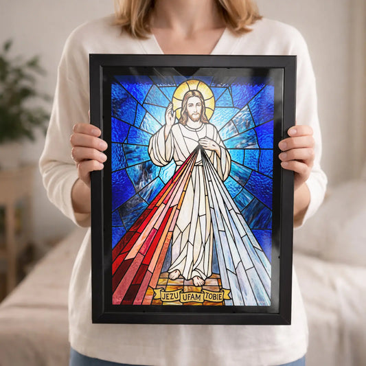 Obraz Witraż do Salonu Jezus Miłosierny 30x40 cm