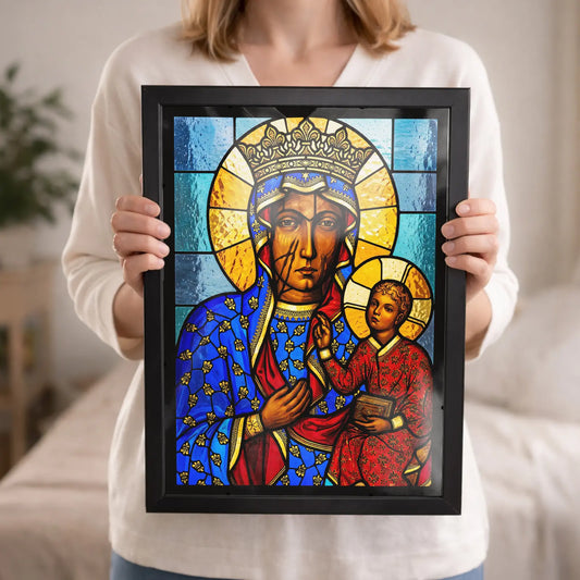 Obraz Witraż do Salonu Matka Boża Częstochowska 30x40 cm