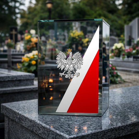Znicz solarny LED LUSTRO 3D z nadrukiem dla PATRIOTY