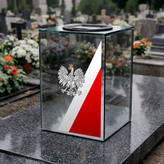 Znicz solarny LED LUSTRO 3D z nadrukiem dla PATRIOTY