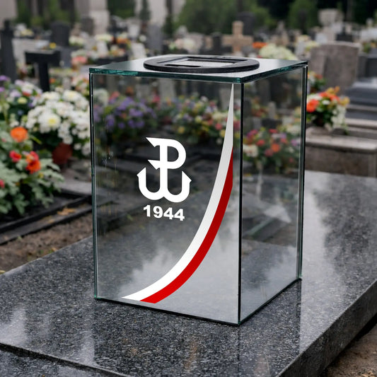 Znicz patriotyczny SOLARNY LED lustro 3D na grób