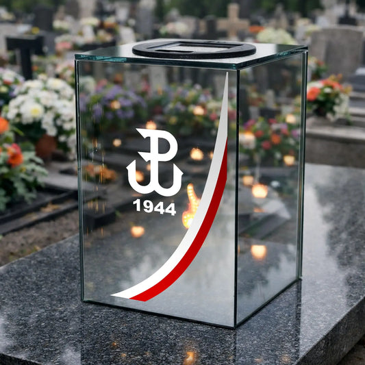 Znicz patriotyczny SOLARNY LED lustro 3D na grób