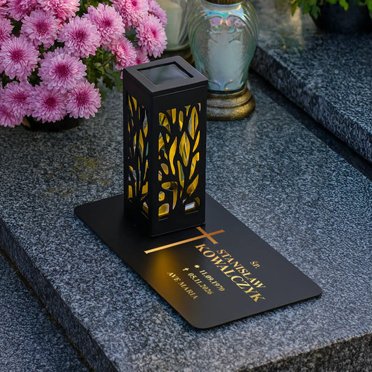 Lampion solarny ażurowy z metalową podstawą