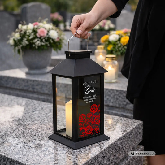 Znicz solarny z wkładem LED lampion dla ŻONY