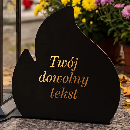 Znicz solarny LED na metalowej podstawie na grób z własną dedykacją