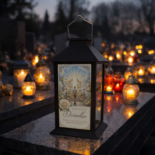 Lampion solarny LED z dedykacją na grób DZIADKA