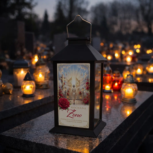 Lampion solarny LED z dedykacją na grób ŻONY