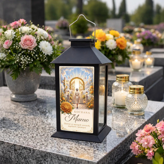 Znicz solarny kapliczka LED z dedykacją na grób MAMY